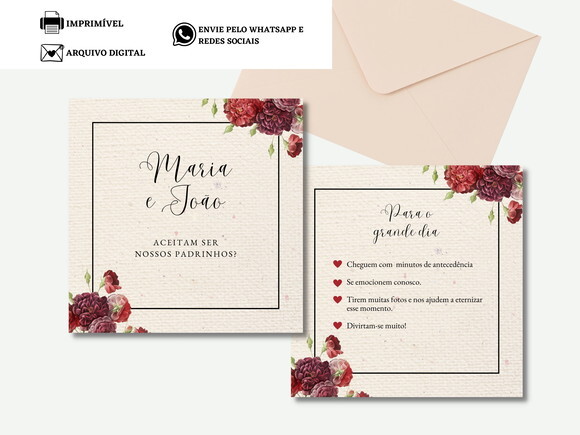 Manual Padrinhos Madrinhas Arte Digital Virtual Rosas Flores