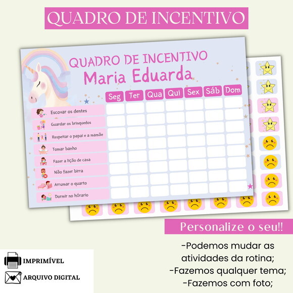 Quadro de Incentivo Unicórnio Arte Digital para Imprimir
