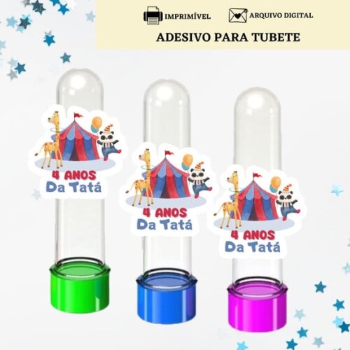 Adesivo Rótulo Tubete Lembrancinha Circo Tag Arte Digital