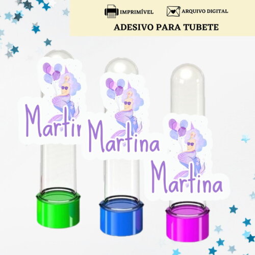 Adesivo Rótulo Tubete Lembrancinha Sereia Tag Arte Digital