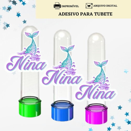 Adesivo Rótulo Tubete Lembrancinha Sereia Tag Arte Digital
