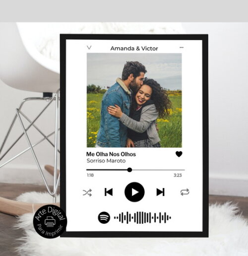 Arte Digital Para Quadro Spotify Personalizado Casal