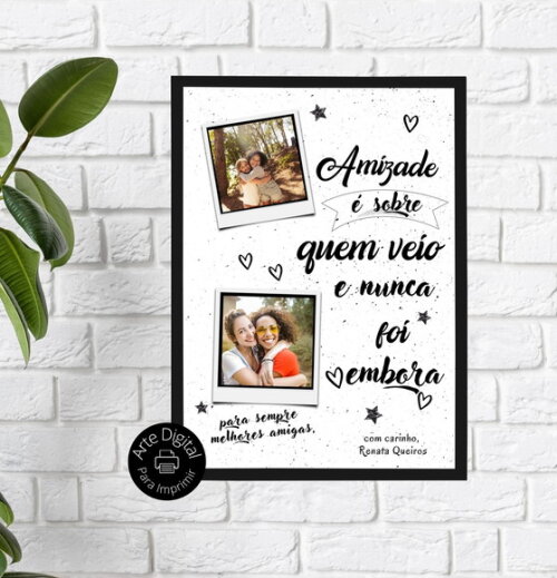 Arte Digital Quadro Amizade Personalizado Presente Amiga