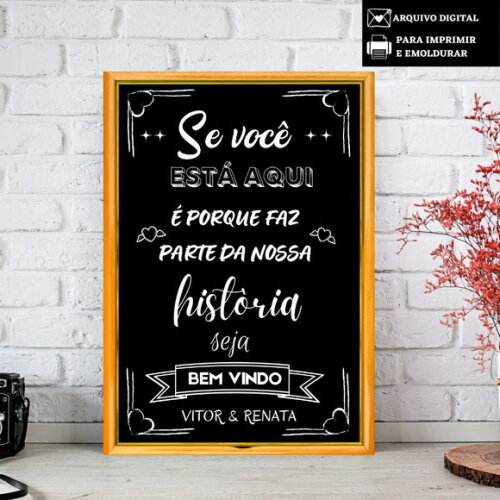 Arte Digital Placa Bem-vindos Casamento Recepção Entrada