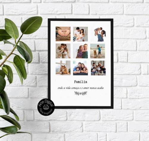 Arte Digital Quadro Família Personalizado Presente