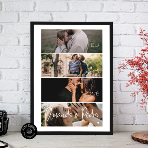 Arte Digital Quadro Namorados Personalizado Casal Presente