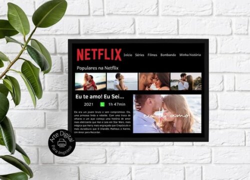 Arte Digital Quadro Namorados Personalizado Casal Netflix