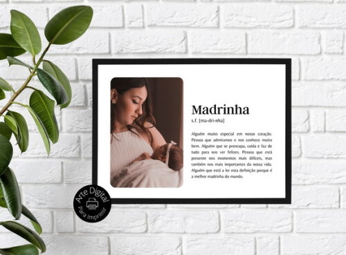 Arte Digital Quadro Madrinha Personalizado Presente