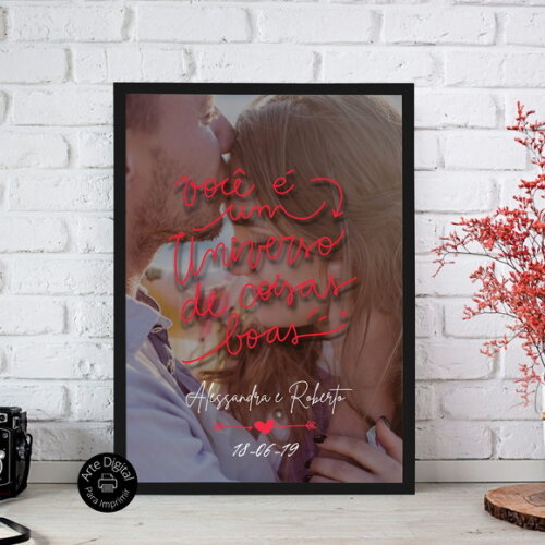 Arte Digital Quadro Personalizado Aniversário De Namoro Foto