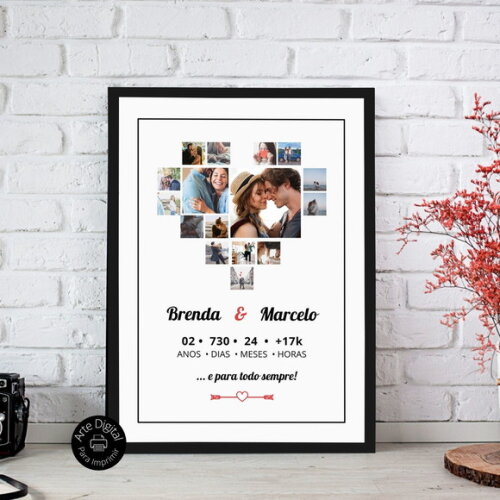 Arte Digital Quadro Personalizado Aniversário De Namoro Foto