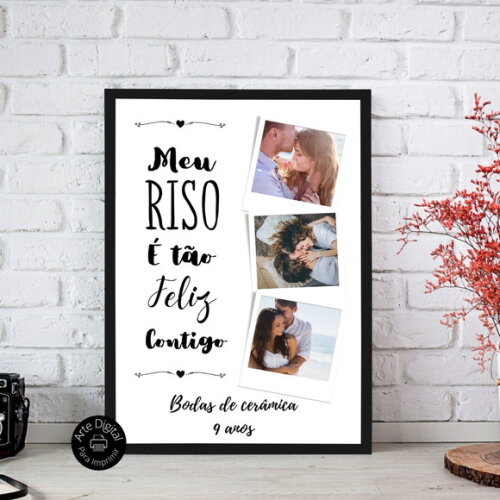 Arte Digital Quadro Personalizado Casal Namorados Riso Feliz