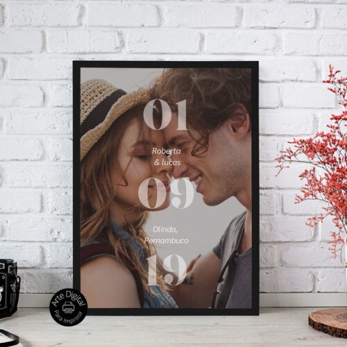 Arte Digital Quadro Personalizado Aniversário De Namoro Foto
