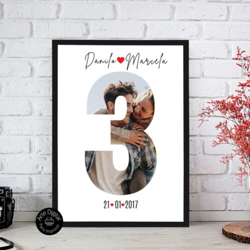 Arte Digital Quadro Personalizado Aniversário De Namoro Foto