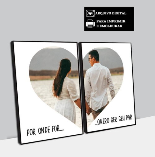 Arte Digital Quadro Personalizado Casal Presente Namoro