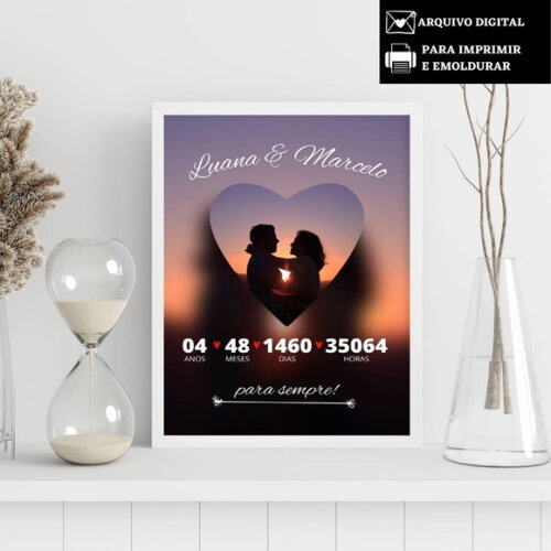 Arte Digital Quadro Personalizado Casal Presente Namoro