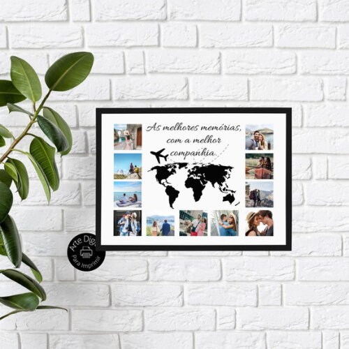 Arte Digital Quadro Personalizado Fotos Viagem Casal