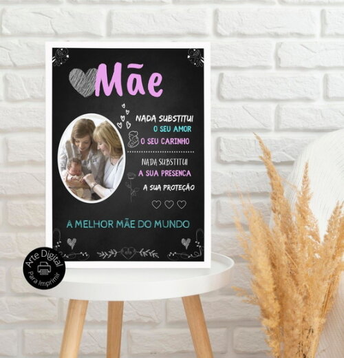 Arte Digital Quadro Personalizado Mãe Presente Dia Das Mães