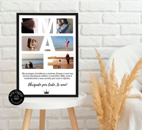 Arte Digital Quadro Personalizado Mãe Presente Dia Das Mães
