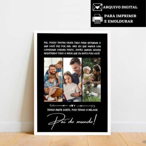 Arte Digital Quadro Personalizado Pai Presente Dia Dos Pais