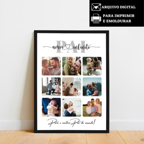 Arte Digital Quadro Personalizado Pai Presente Dia Dos Pais