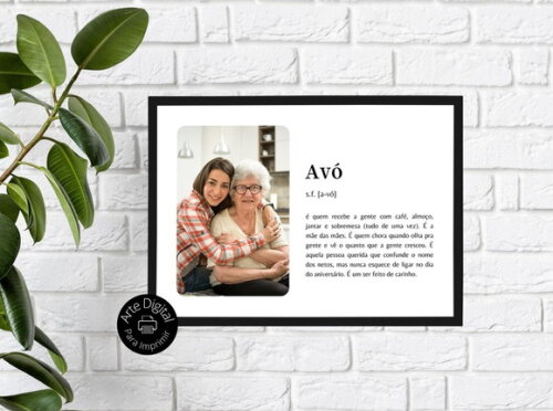Arte Digital Quadro Vovò Personalizado Presente Vò