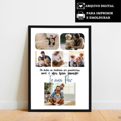 Arte Digital Quadro Personalizado Pai Presente Dia Dos Pais