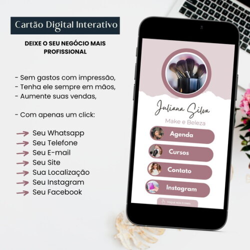Cartão Digital Interativo de Visita Virtual Maquiadora