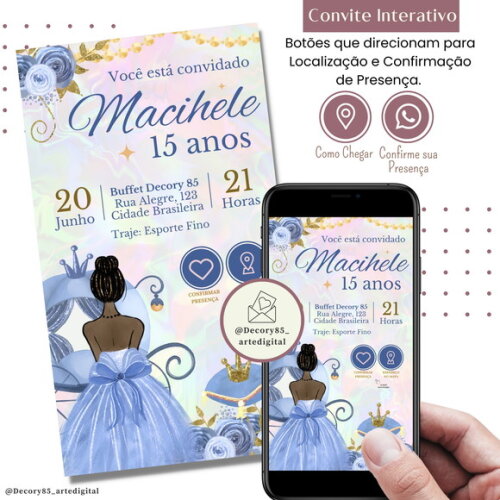 Convite 15 Anos Debutante Digital Interativo Virtual