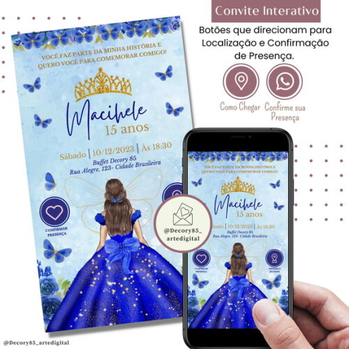 Convite 15 Anos Debutante Digital Interativo Virtual