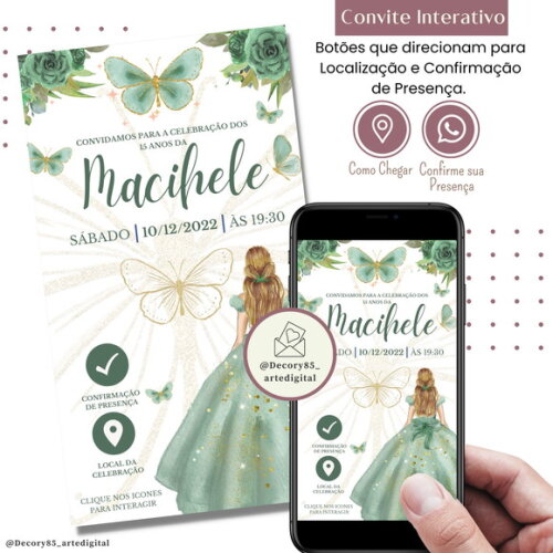 Convite 15 Anos Debutante Digital Interativo Virtual