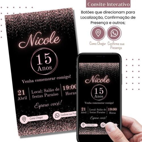 Convite 15,20,30,40,50 Anos Digital Interativo Virtual