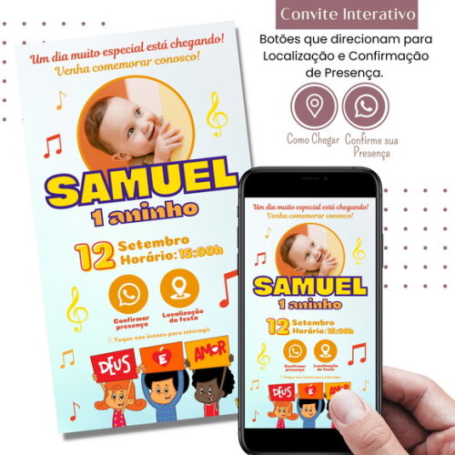 Convite 3 Palavrinhas Digital Interativo Virtual