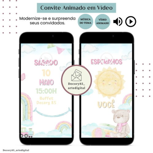 Convite 365 Sorrisos em Vídeo Animado com Música Digital