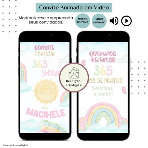 Convite 365 Sorrisos em Vídeo Animado com Música Digital