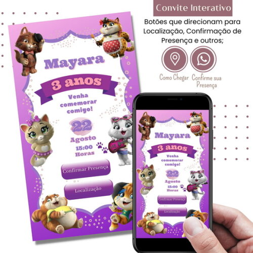 Convite 44 Gatos Digital Interativo Virtual