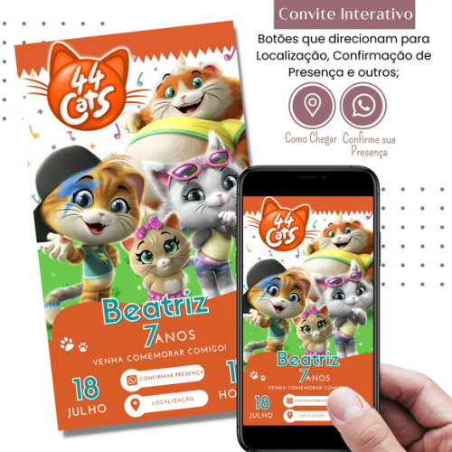 Convite 44 Gatos Digital Interativo Virtual