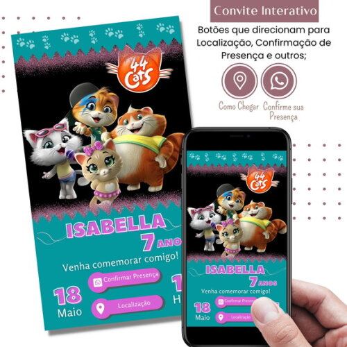 Convite 44 Gatos Digital Interativo Virtual