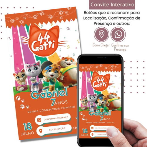 Convite 44 Gatos Digital Interativo Virtual