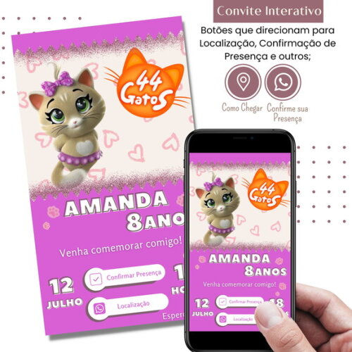 Convite 44 Gatos Digital Interativo Virtual