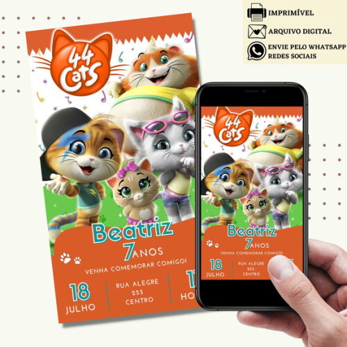 Convite 44 Gatos Digital Virtual