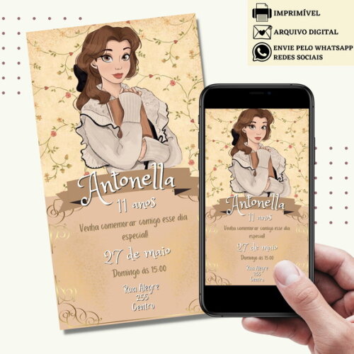 Convite a Bela e a Fera Digital Virtual
