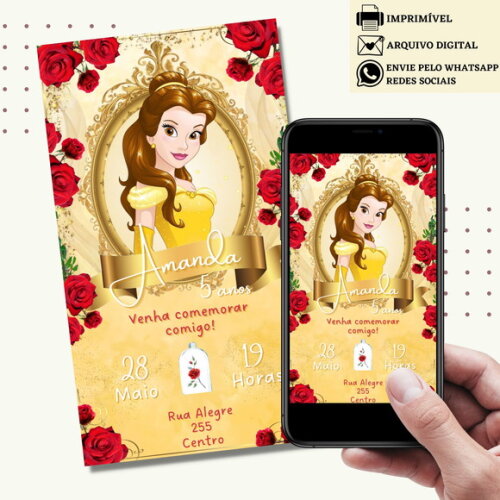 Convite a Bela e a Fera Digital Virtual