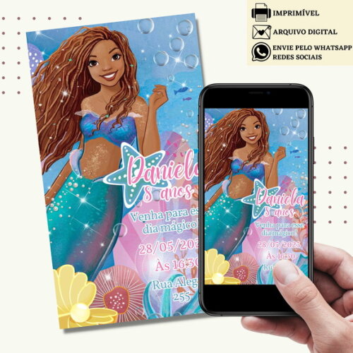 Convite a Pequena Sereia Ariel Morena Filme Novo Digital