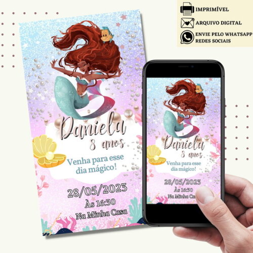 Convite a Pequena Sereia Ariel Morena Filme Novo Digital