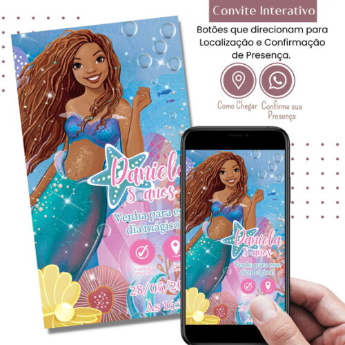 Convite a Pequena Sereia Morena Filme Novo Ariel Digital