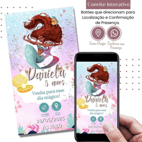 Convite a Pequena Sereia Morena Filme Novo Ariel Digital