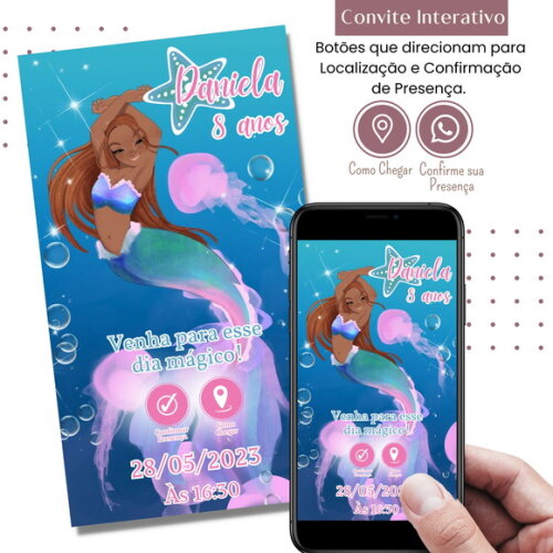 Convite a Pequena Sereia Morena Filme Novo Ariel Digital