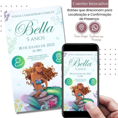 Convite a Pequena Sereia Morena Filme Novo Ariel Digital