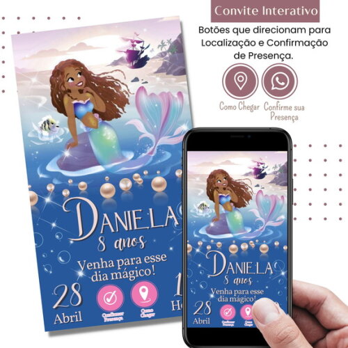 Convite a Pequena Sereia Morena Filme Novo Ariel Digital