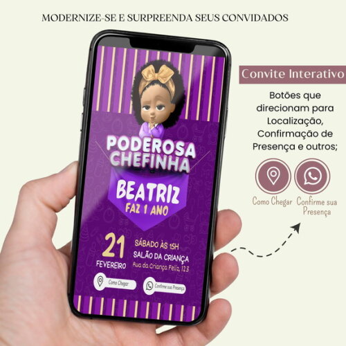 Convite a Poderosa Chefinha Digital Interativo Virtual